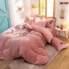 High-end four-piece bed set for autumn and winter: milk velvet bed sheets and duvet covers, coral velvet four-piece set, solid-color flannel three-piece set details Picture